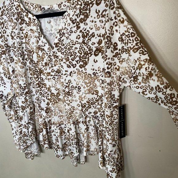 NWT Always Fabulous White and Brown Leopard Print Blouse - Picture 4 of 7